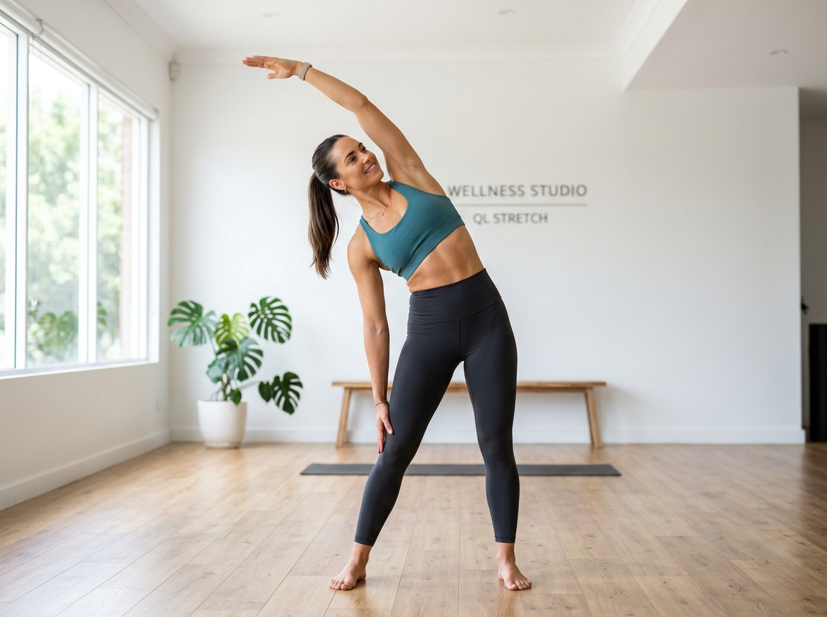 Clinical back pain images demonstration - LATERAL QL STRETCH